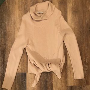 Harper Lane soft pink/cream tie front sweater